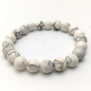 Handmade 8mm Howlite Beaded Stretch Bracelet | Calming Stone